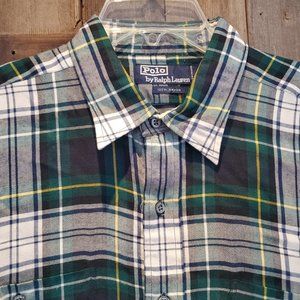 Vtg Polo Ralph Lauren Green Shadow plaid Shirt L